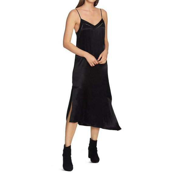 1 STATE Dresses & Skirts - NWT WOMENS ASYMMETRIC, SOFT,  SLIP BLACK DRESS S